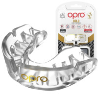 Капа OPRO Gold дитяча (вік до 10 років) Clear,  Двошарова, Компресійна клітка+гель Hi-Flow, Прозорий
