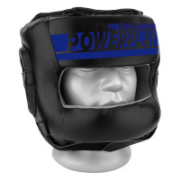 Боксерский шлем тренировочный PowerPlay 3067 Challanger с бампером, Размер XL, PU+замша Amara, Черно-синий 
