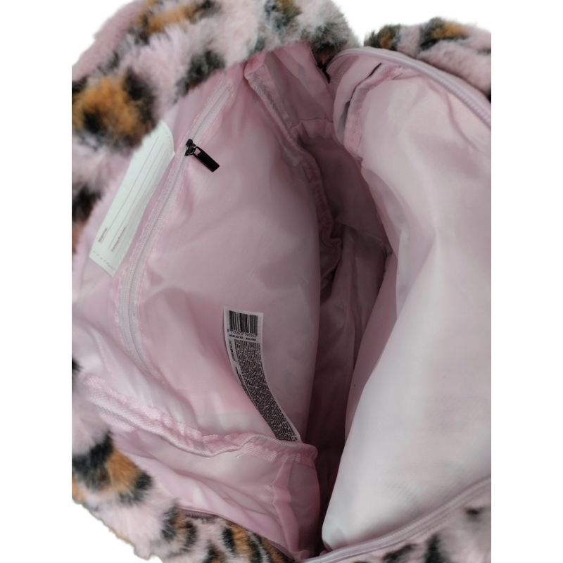Пушистый рюкзак My Fluffy Backpack персиковый леопард