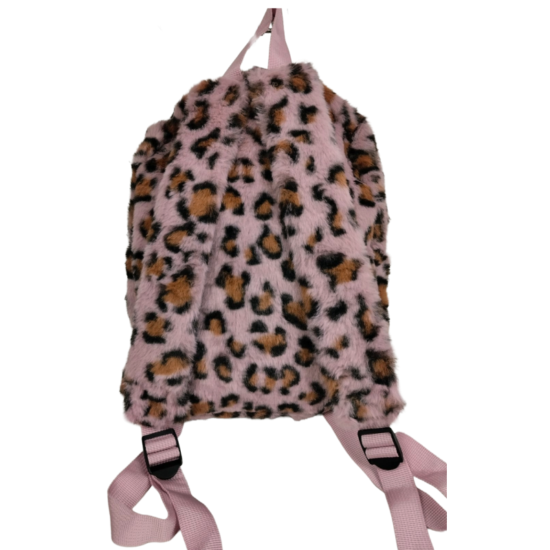 Пушистый рюкзак My Fluffy Backpack персиковый леопард