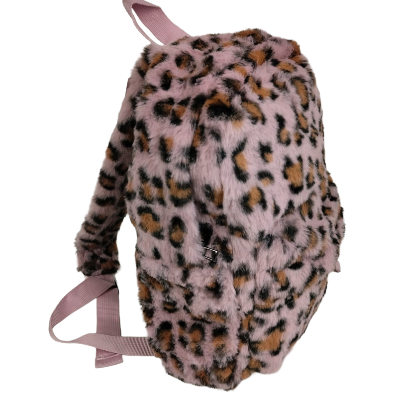 Пушистый рюкзак My Fluffy Backpack персиковый леопард