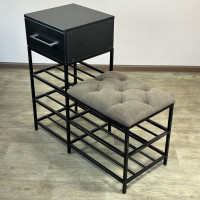 Банкетка для взуття Атланта-1L 80 см велюр коричневий/чорний 1-5-9005