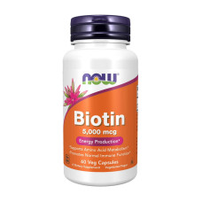 Биотин, Biotin 5,000 mcg, NOW, 60 капсул