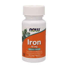 Залізо, Iron 18 mg, NOW, 120 капсул