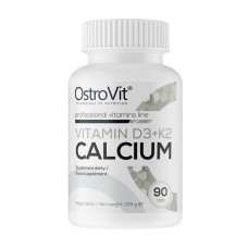 Кальций, Calcium Vitamin D3+K2, OstroVit, 90 таблеток