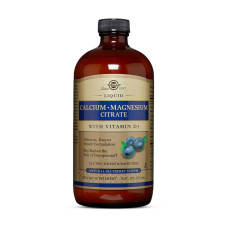 Магній, Calcium Magnesium Citrate with vit D3, Solgar, 473 мл (Натуральна полуниця)
