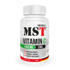 Цинк, Vitamin C 1000 mg + Zinc, MST, 100 таблеток