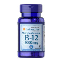 Витамины и минералы, B-12 5000 mcg Methylcobalamin, Puritan's Pride, 30 микропастилок