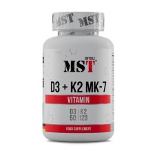 Витамины, Vitamin D3 + K2 MK-7, MST, 60 капсул