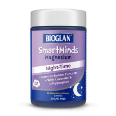 Магній, SmartMinds Magnesium Night-Time, Bioglan, 60 жувальних цукерок (Ягідний мікс)