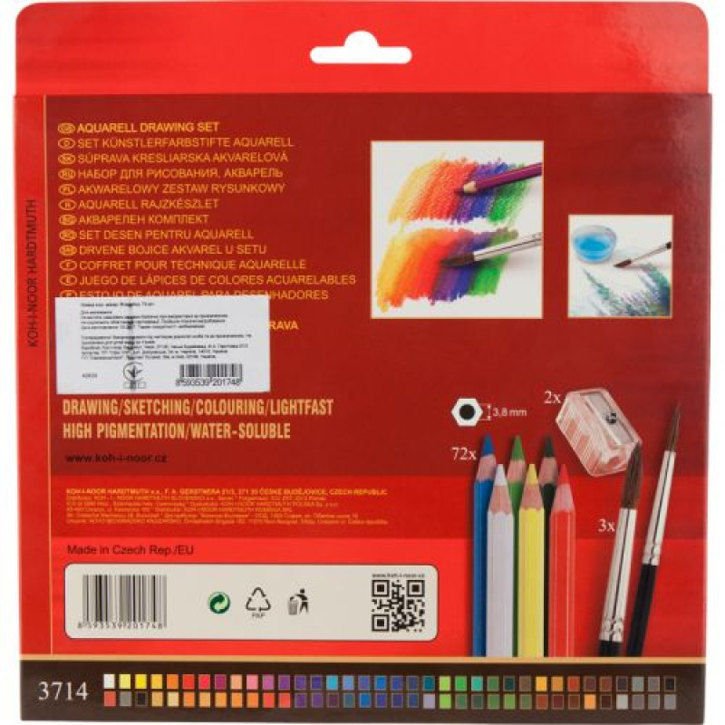 Карандаши цветные аквар.Mondeluz, 72 шт.