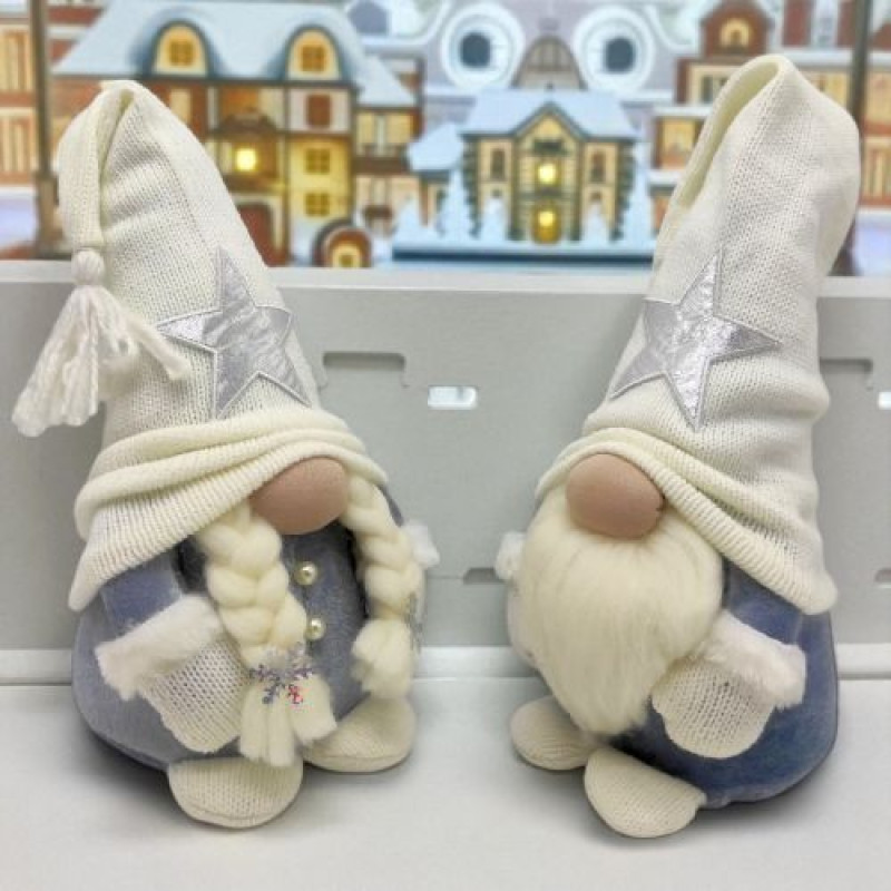 Мягкая игрушка "Скандинавский гном", Hand Made (высота 30 см), девочка (БЕЛЫЙ)