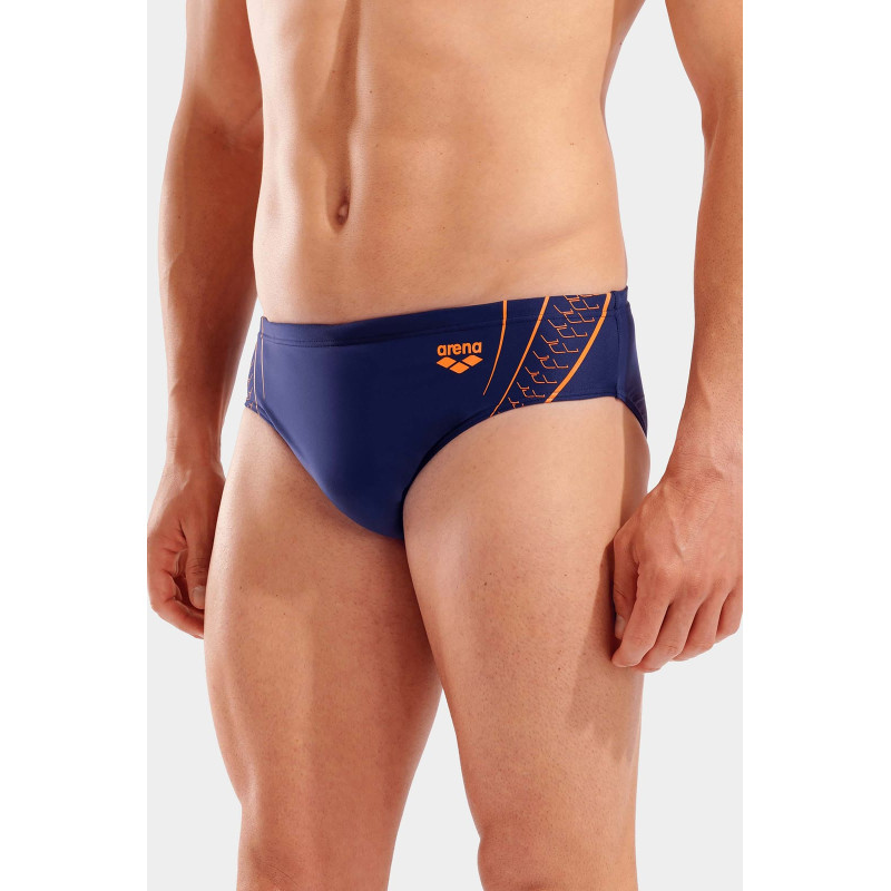 Плавки-сліпи для чоловіків Arena DOUBLE GRAPHIC SWIM BRIEFS темно-синій, помаранчевий Чол 90