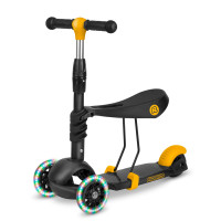 Детский самокат Ricokids Cubi, трёхколёсный 3в1, чёрно-оранжевый, PU колёса LED
