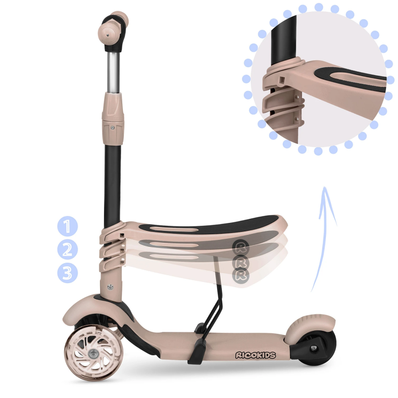 Самокат дитячий триколісний Ricokids Todi бежевий