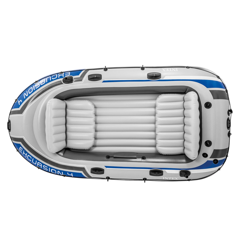 Човен надувний Intex Excursion 4 315 x 165 x 43 см, сіро-синій
