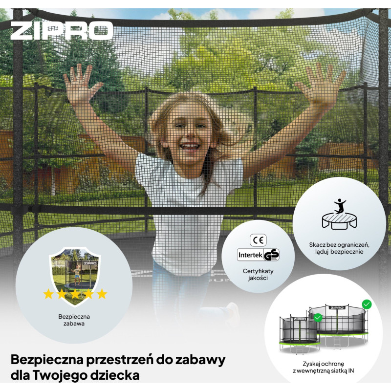 Батут Zipro Jump Pro з внутрішньою сіткою 6 футів 183 см чорно-зелений