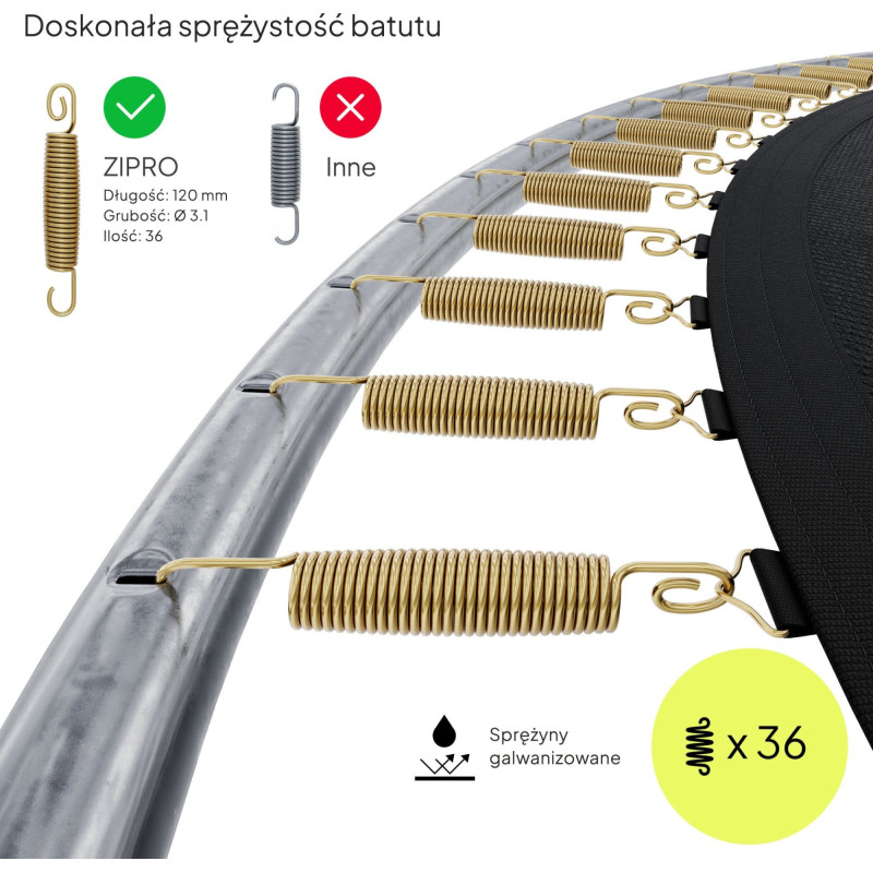 Батут Zipro Jump Pro з внутрішньою сіткою 6 футів 183 см чорно-зелений