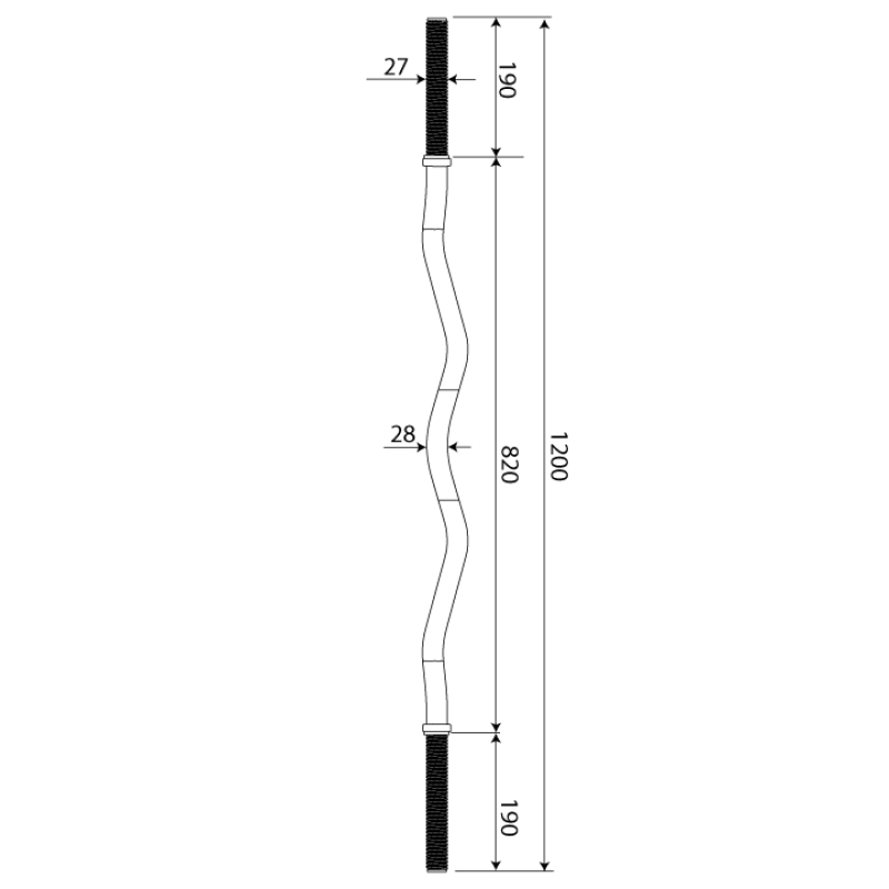 Гриф для штанги W-подібний 120 см + затискачі K-Sport