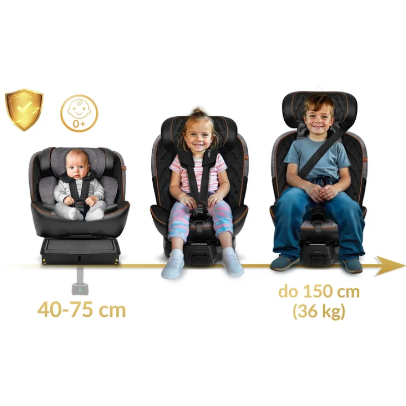 Автокрісло Nukido Prestige Line ISOFIX 0-36 кг, чорно-сіре