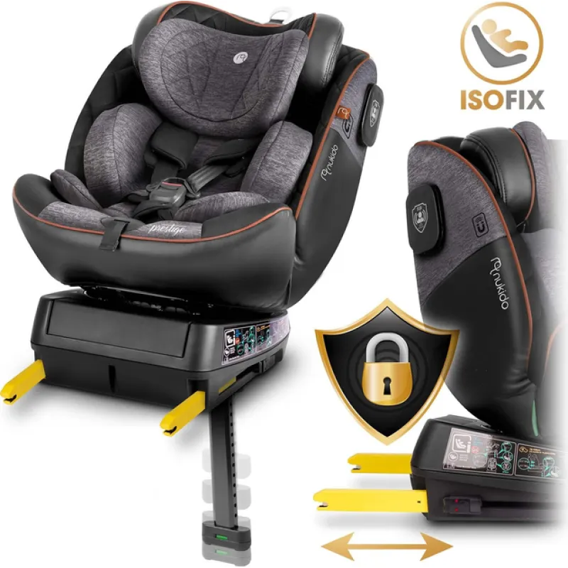 Автокрісло Nukido Prestige Line ISOFIX 0-36 кг, чорно-сіре
