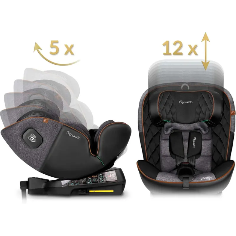 Автокрісло Nukido Prestige Line ISOFIX 0-36 кг, чорно-сіре