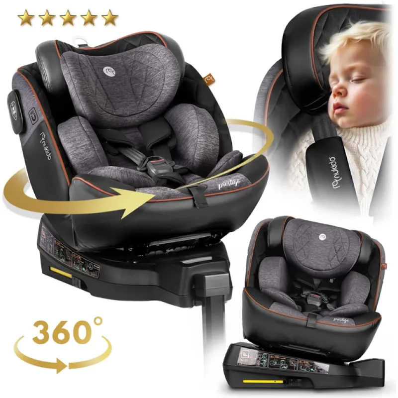 Автокрісло Nukido Prestige Line ISOFIX 0-36 кг, чорно-сіре