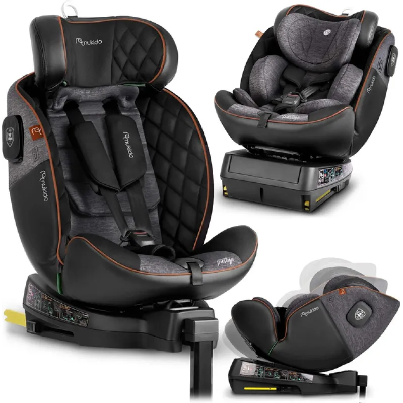 Автокрісло Nukido Prestige Line ISOFIX 0-36 кг, чорно-сіре