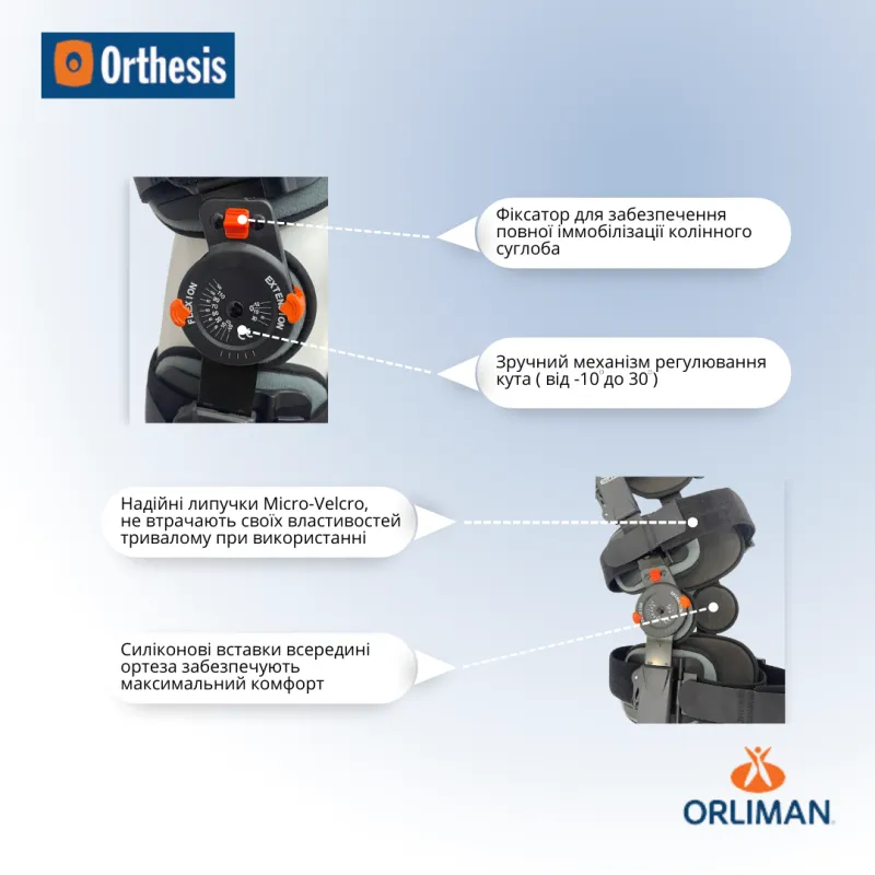 Армований колінний ортез з обмежувачем Orliman 94260 (94260/UNI-869)