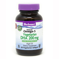 Вегетарианская Омега-3 из Водорослей, DHA 200 мг, Bluebonnet Nutrition, 30 растительных капсул