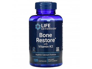 Відновлення Кісток + К2, Bone Restore with Vitamin K2 Life Extension, 120 капсул