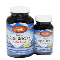 Супер Омега-3, 1200 мг, Super Omega-3 Gems в рыбьем желатине, Carlson, 100+30 желатиновых капсул