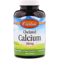 Кальцій Хелат, Chelated Calcium, Carlson, 500 мг, 180 таблеток