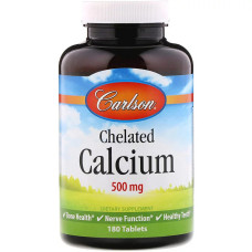 Кальцій Хелат, Chelated Calcium, Carlson, 500 мг, 180 таблеток