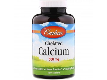 Кальцій Хелат, Chelated Calcium, Carlson, 500 мг, 180 таблеток