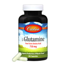 Глютамін 750мг, L-Glutamine, Carlson, 90 капсул