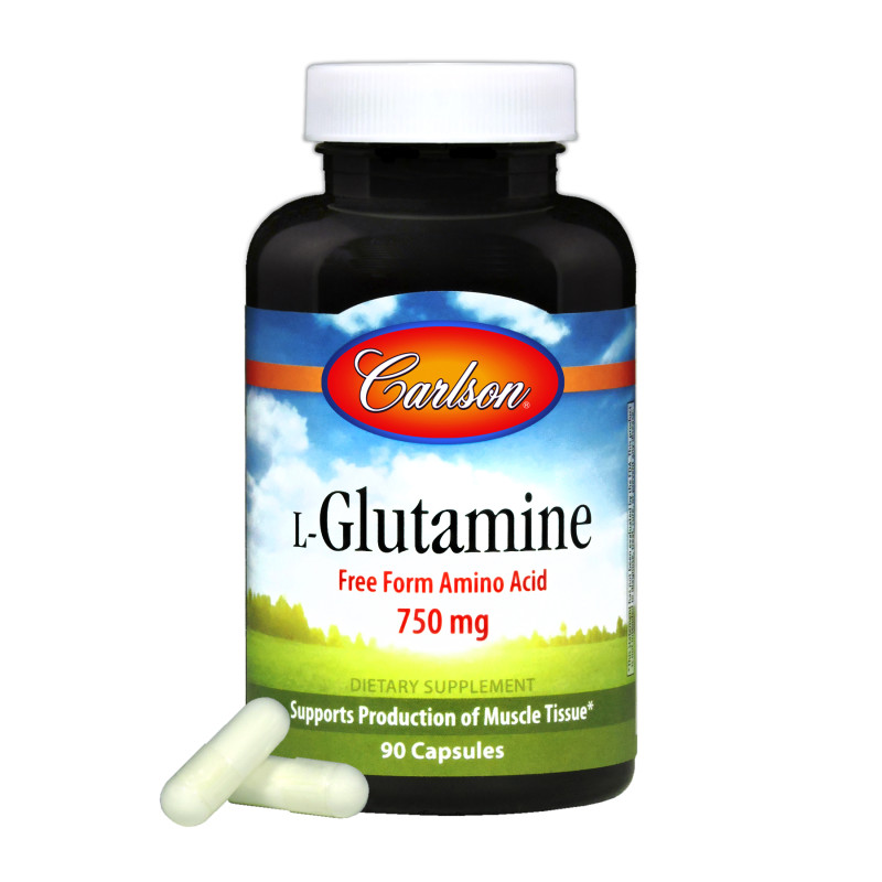 Глютамін 750мг, L-Glutamine, Carlson, 90 капсул
