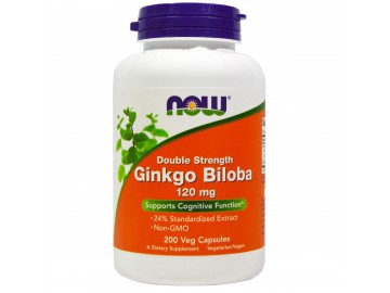 Гінкго білоба, Ginkgo Biloba, Double Strength, Now Foods, 120 мг, 200 капсул