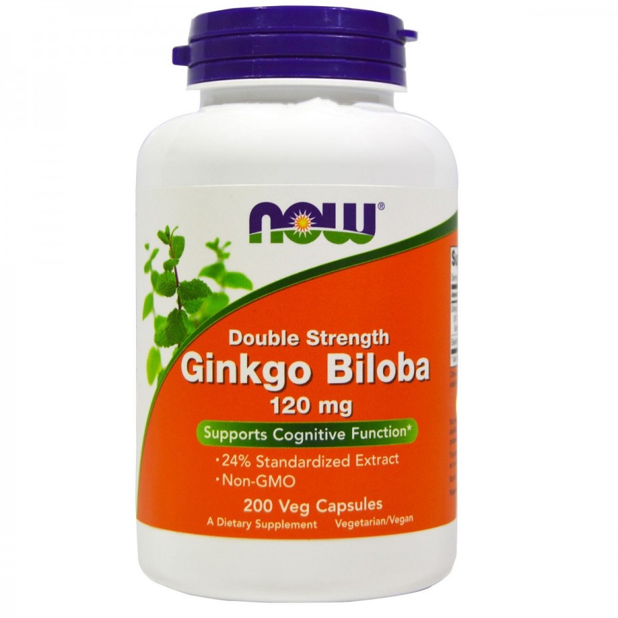 Гінкго білоба, Ginkgo Biloba, Double Strength, Now Foods, 120 мг, 200 капсул