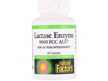 Ензим Лактази, Lactase Enzyme, Natural Factors, 9000 FCC ALU, 60 Капсул