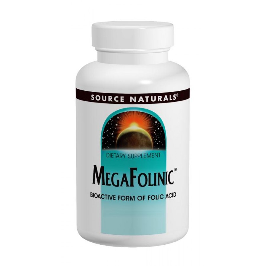 Біоактивна Форма Фолієвої Кислоти (В9) 800мкг, MegaFolinic, Source Naturals, 60 таблеток