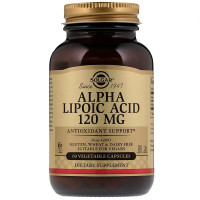 УЦІНКА Альфа-Ліпоєва Кислота, Alpha Lipoic Acid, Solgar, 120 мг, 60 капсул (пошкодження зовнішньої плівки)