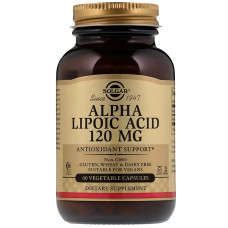 УЦІНКА Альфа-Ліпоєва Кислота, Alpha Lipoic Acid, Solgar, 120 мг, 60 капсул (пошкодження зовнішньої плівки)