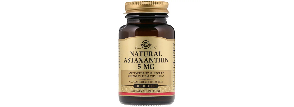 Астаксантин, Natural Astaxanthin, Solgar, 5 мг, 60 желатинових капсул