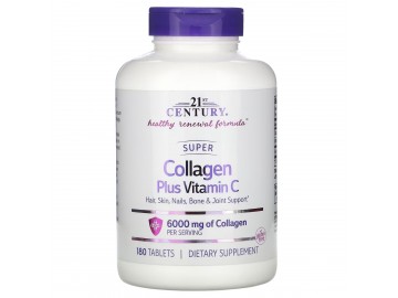 Супер Колаген із вітаміном C, 1000 мг, Super Collagen Plus Vitamin C, 21st Century, 180 таблеток