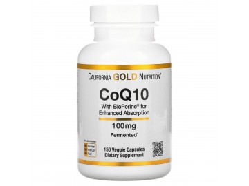 Коензим Q10 USP із Біоперином, 100 мг, CoQ10 USP with Bioperine, California Gold Nutrition, 150 вегетаріанських капсул