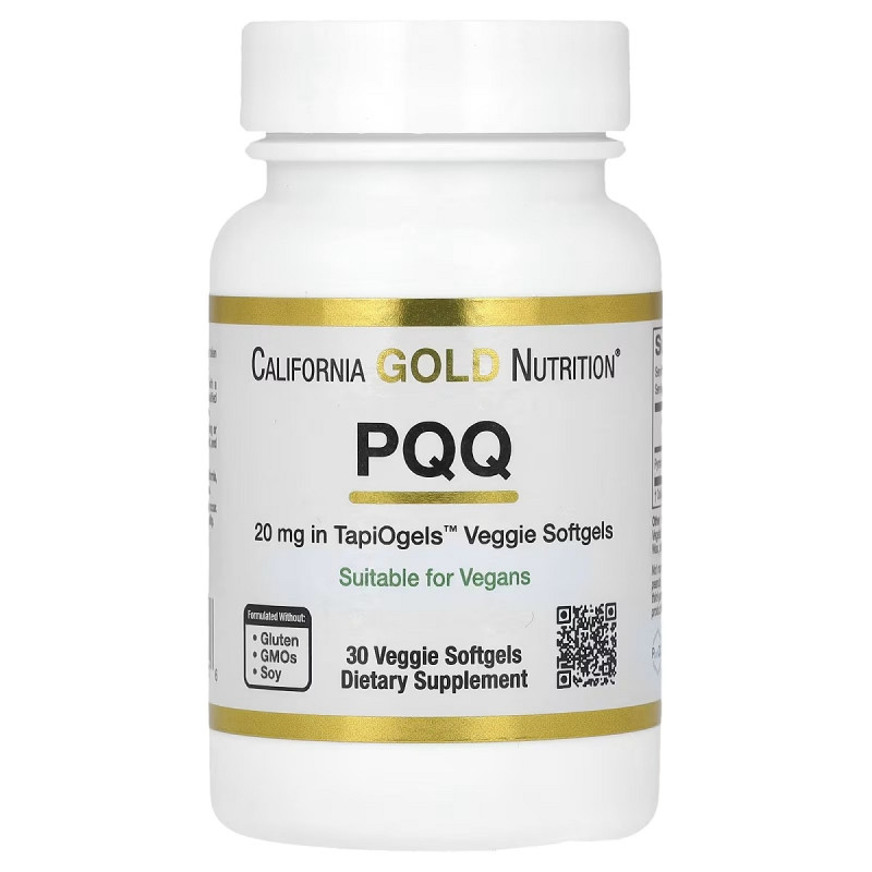 Пирролохинолинхинон PQQ, 20 мг, California Gold Nutrition, 30 вегетарианских капсул
