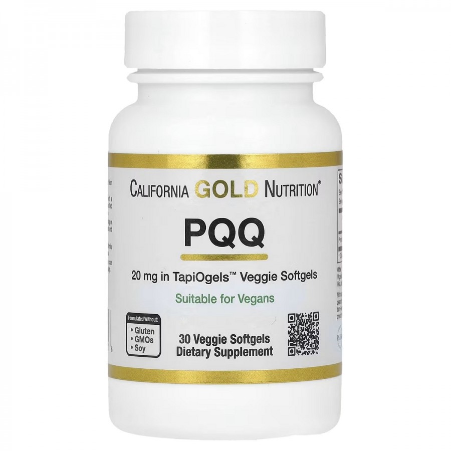 Пірролохінолінхінон PQQ, 20 мг, California Gold Nutrition, 30 вегетаріанських капсул