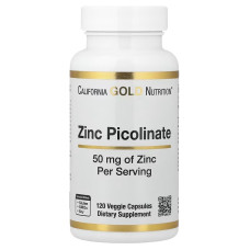 Цинк піколінат, 50 мг, Zinc Picolinate, California Gold Nutrition, 120 вегетаріанських капсул