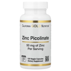 Цинк піколінат, 50 мг, Zinc Picolinate, California Gold Nutrition, 120 вегетаріанських капсул